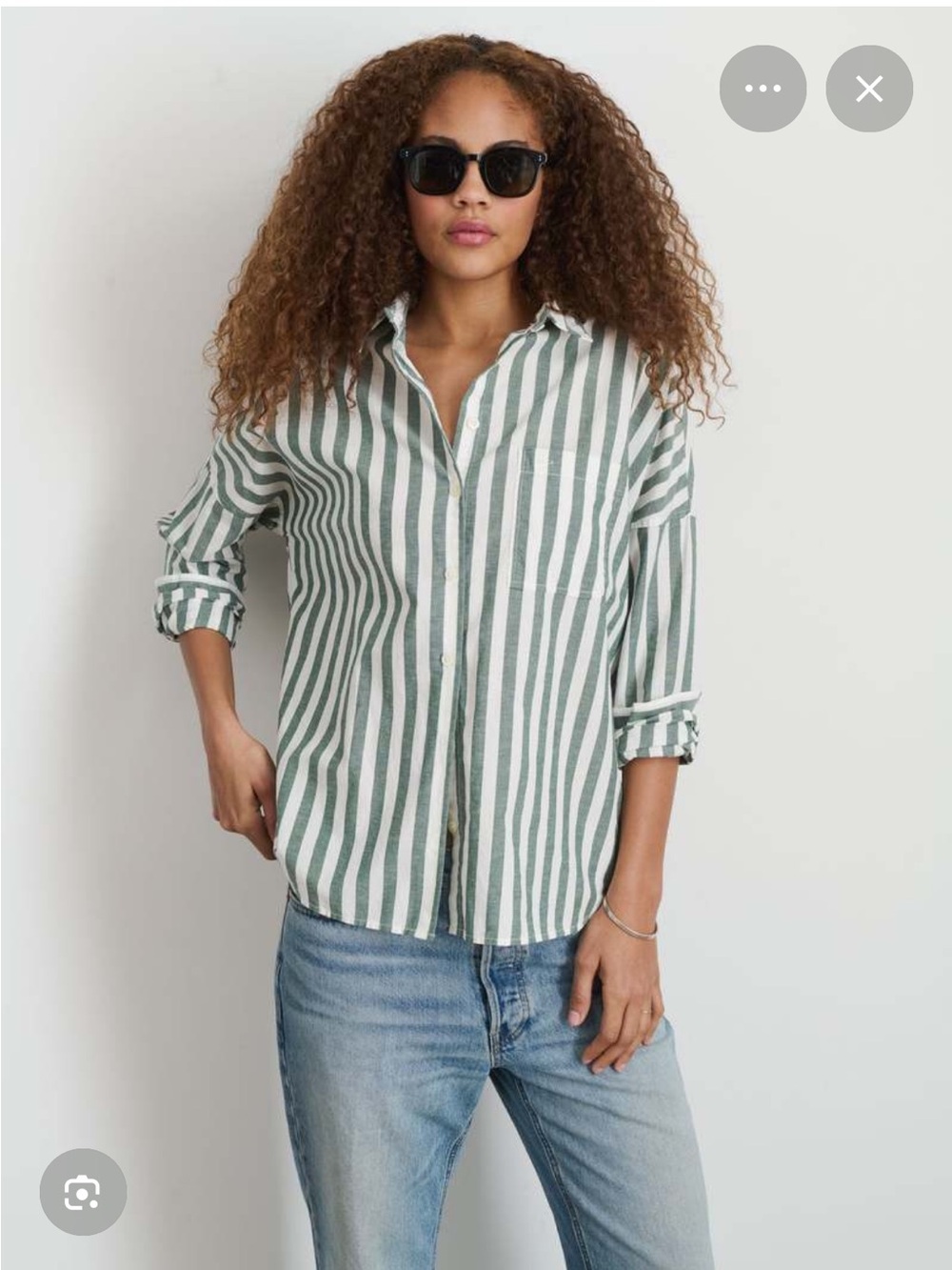 Alex Mill Jo shirt in positano stripe - green striped button up size L - Picture 5 of 5